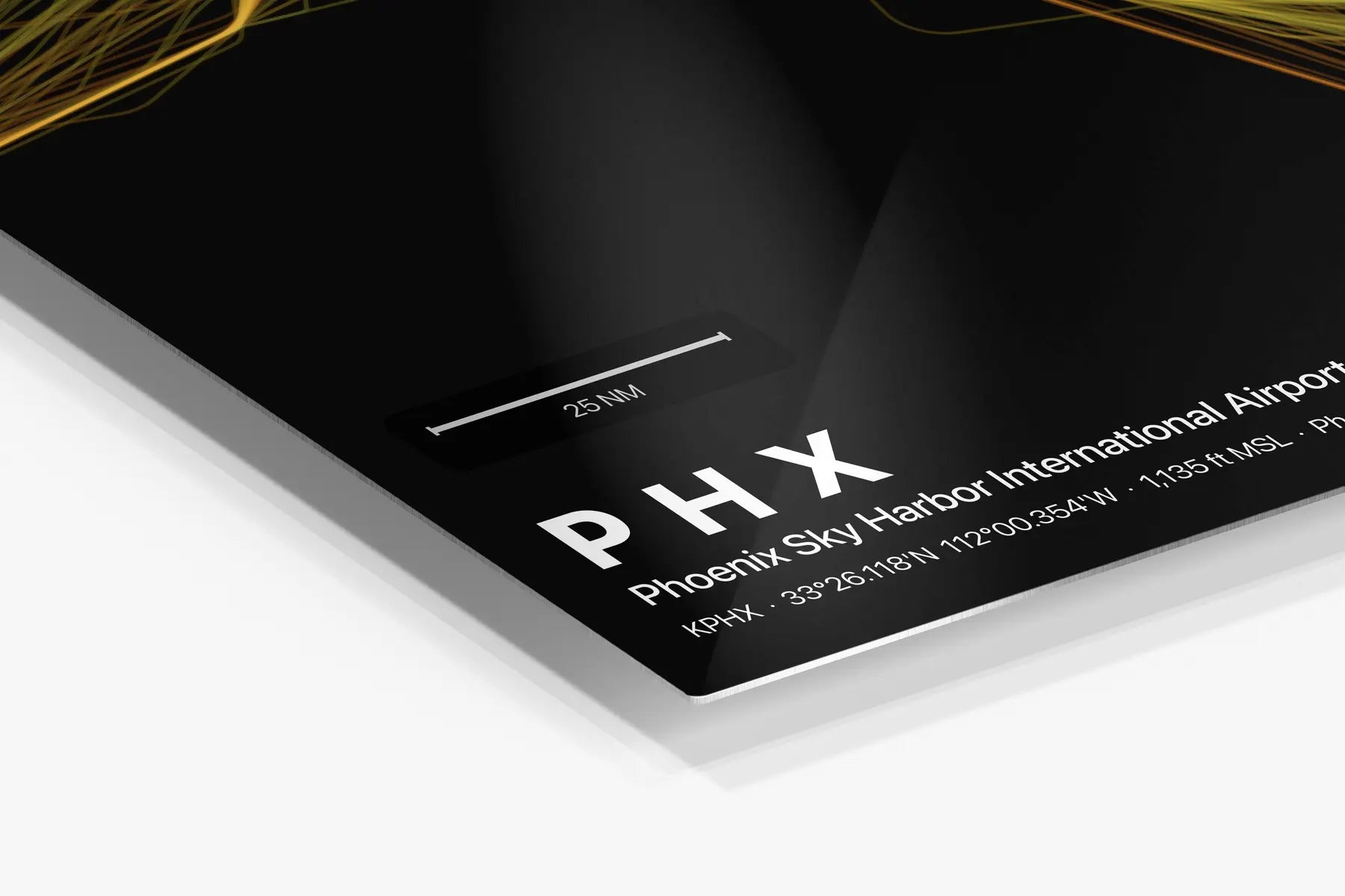 PHX flight path print — Solana theme · Dark in corner detail setting