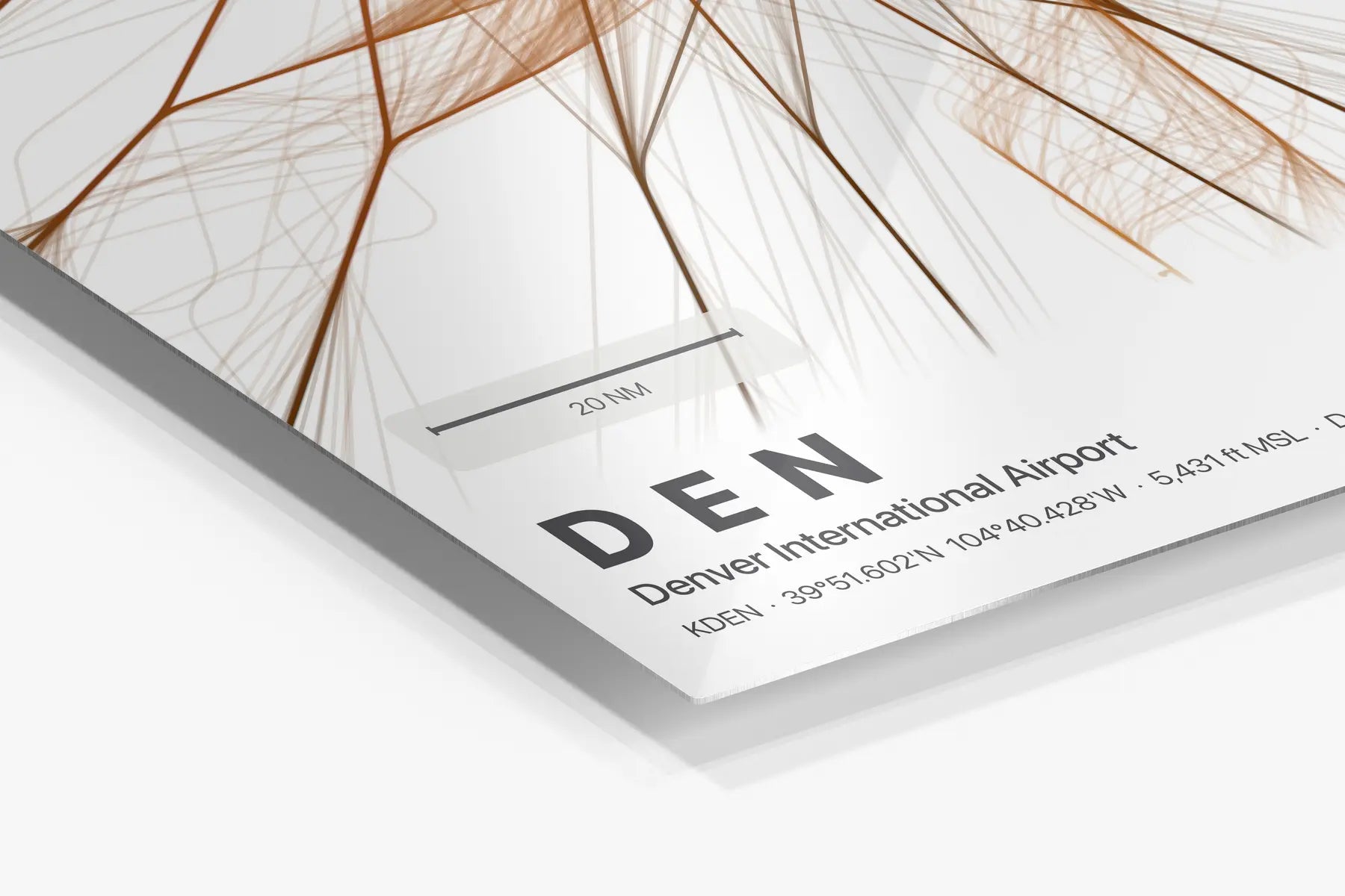 DEN flight path print — Solana theme · Light in corner detail setting