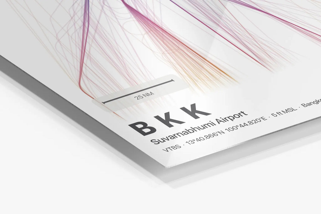 BKK flight path print — Aurora theme · Light in corner detail setting