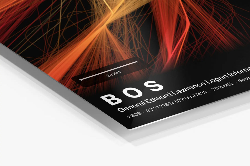 BOS flight path print — Inferno theme · Dark in corner detail setting