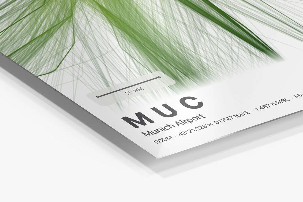 MUC flight path print — Citrus theme · Light in corner detail setting