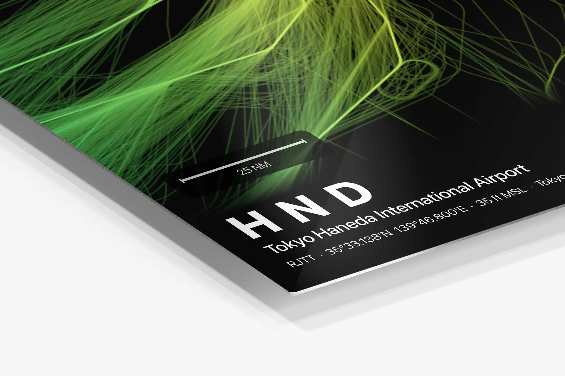 HND flight path print — Citrus theme · Dark in corner detail setting