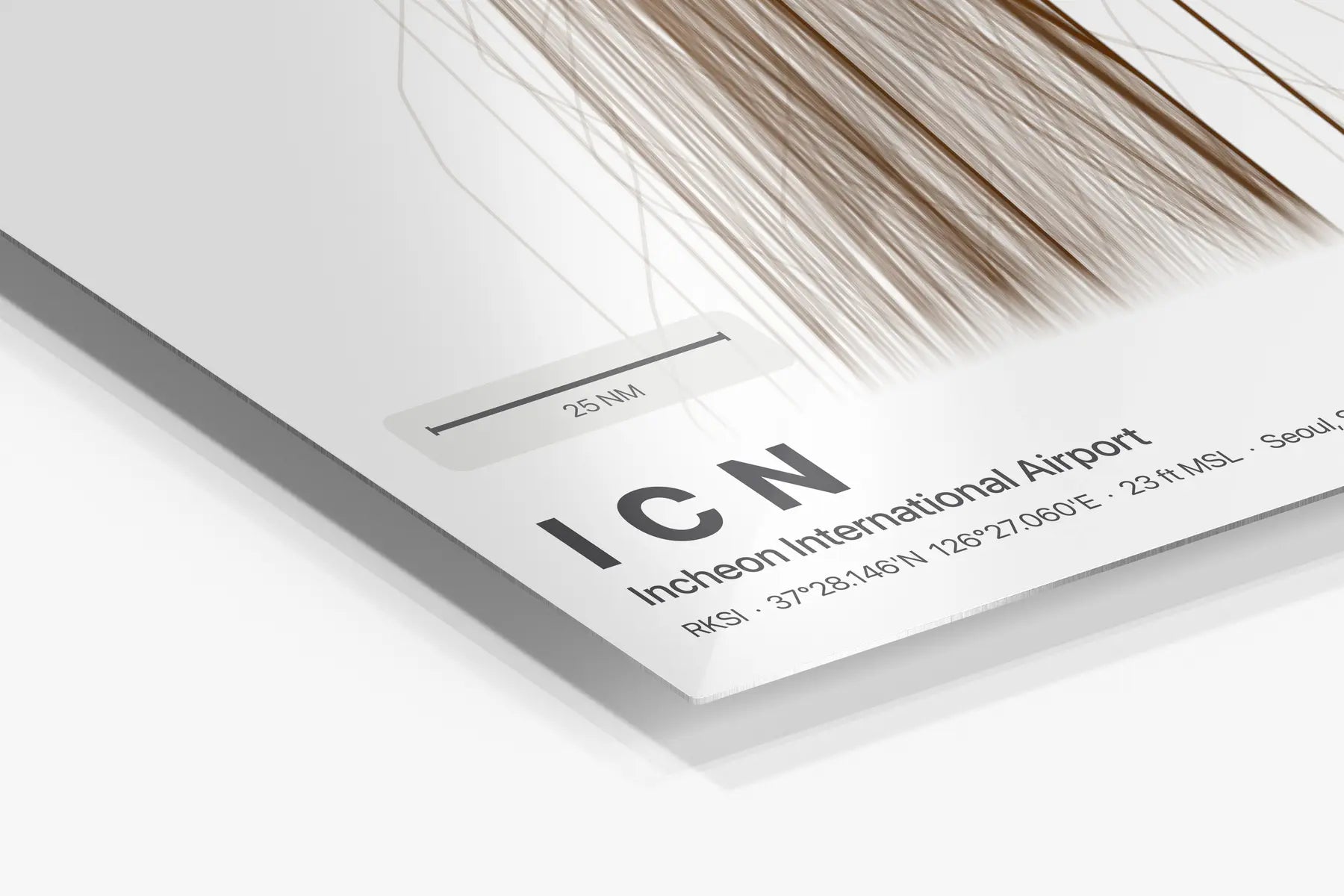 ICN flight path print — Solana theme · Light in corner detail setting