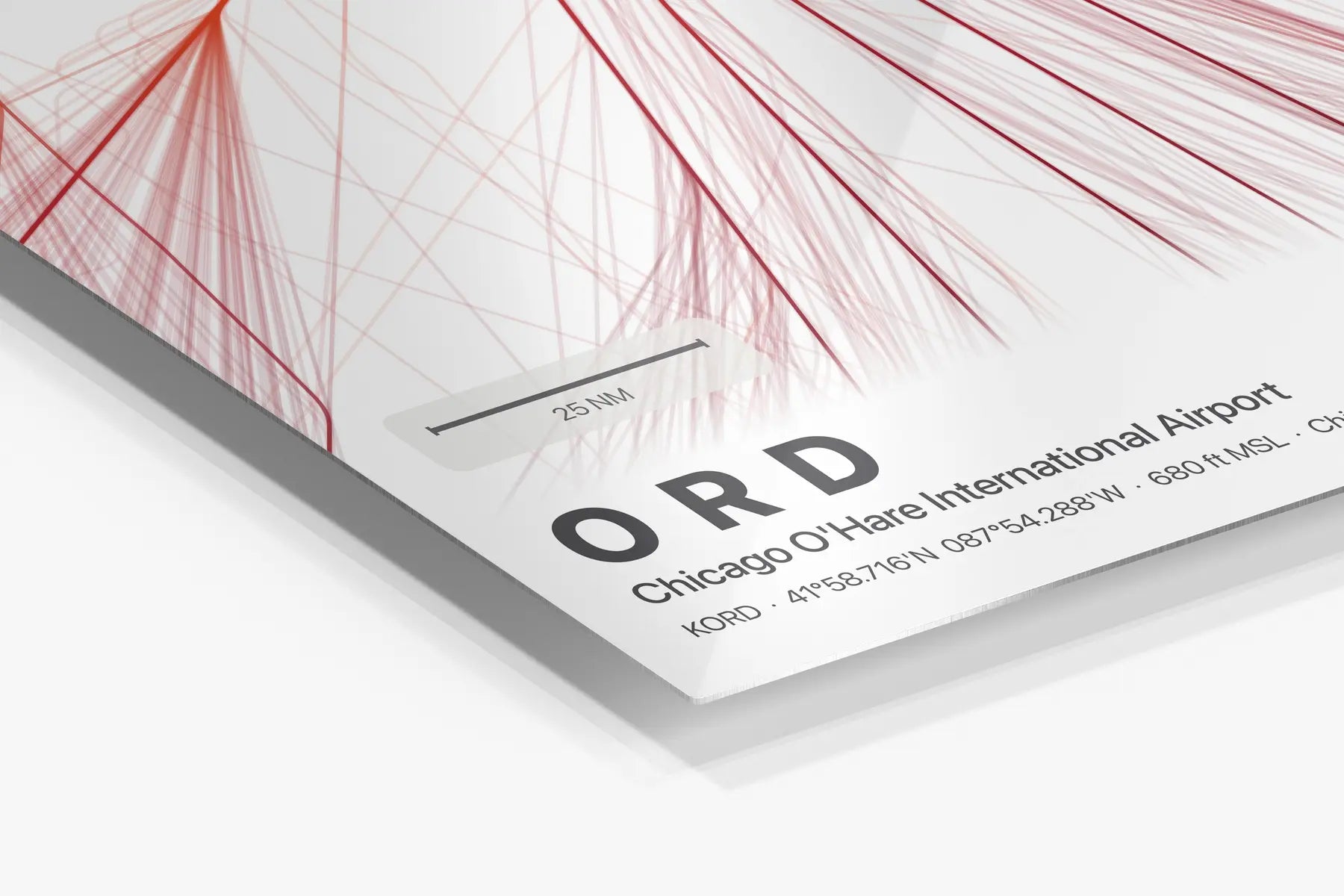 ORD flight path print — Inferno theme · Light in corner detail setting