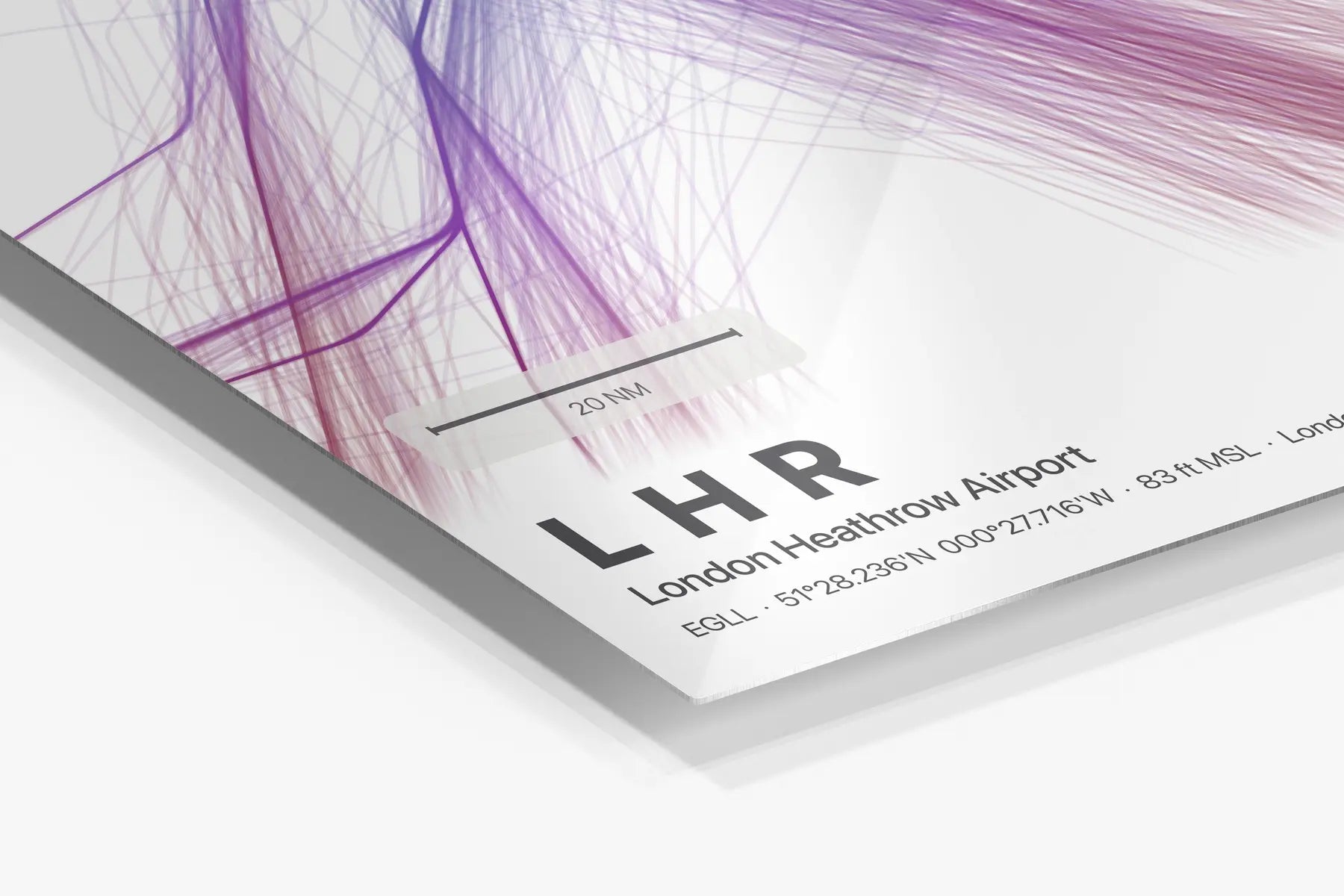 LHR flight path print — Prism theme · Light in corner detail setting