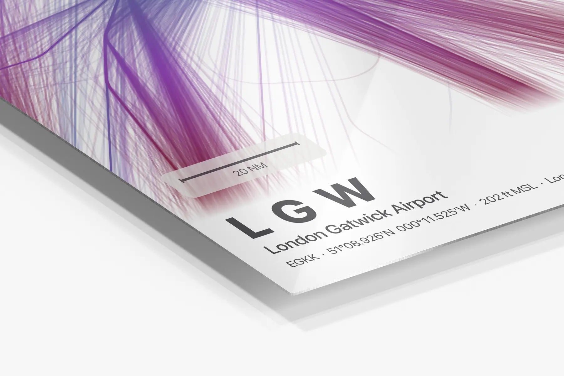 LGW flight path print — Prism theme · Light in corner detail setting