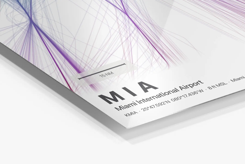 MIA flight path print — Prism theme · Light in corner detail setting