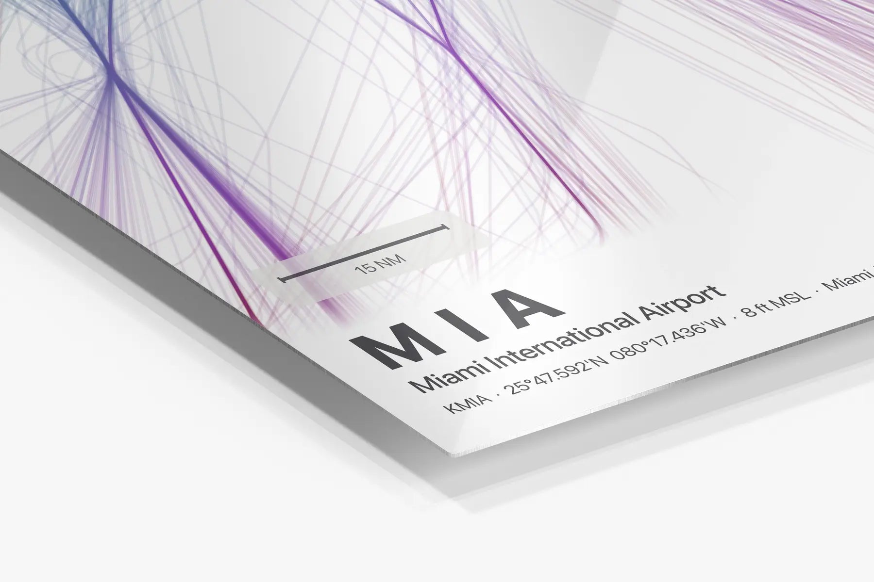 MIA flight path print — Prism theme · Light in corner detail setting