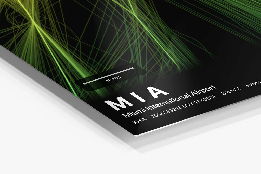 MIA flight path print — Citrus theme · Dark in corner detail setting