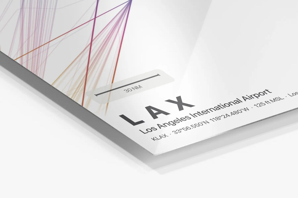 LAX flight path print — Aurora theme · Light in corner detail setting