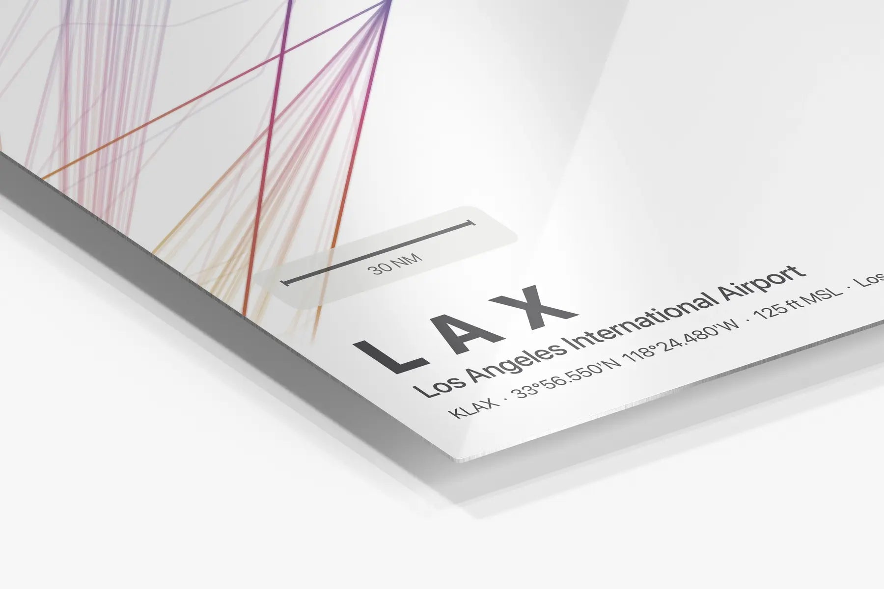 LAX flight path print — Aurora theme · Light in corner detail setting