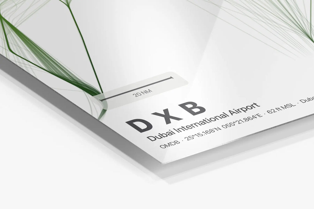 DXB flight path print — Citrus theme · Light in corner detail setting