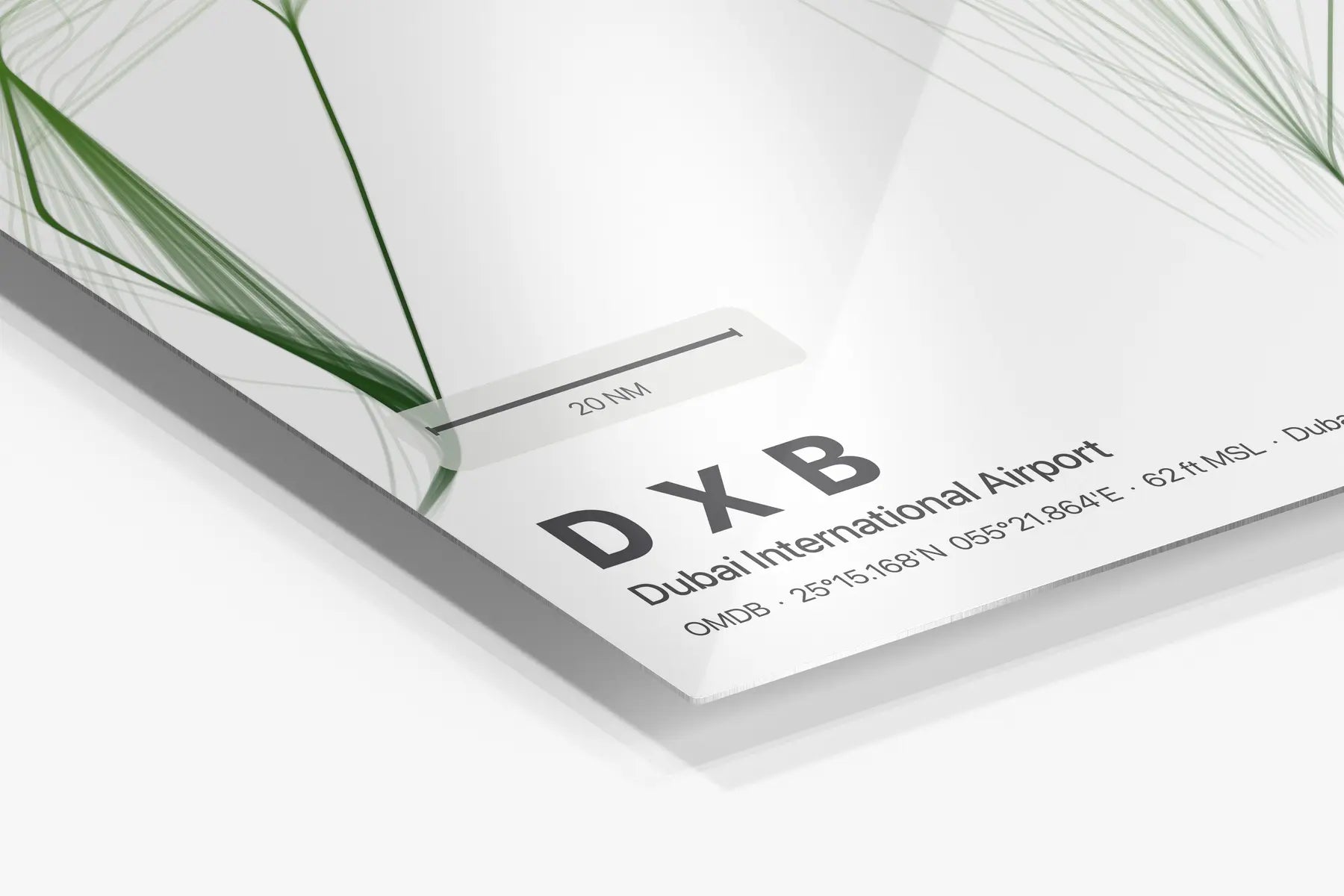 DXB flight path print — Citrus theme · Light in corner detail setting