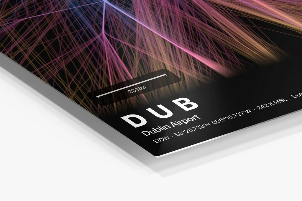 DUB flight path print — Aurora theme · Dark in corner detail setting
