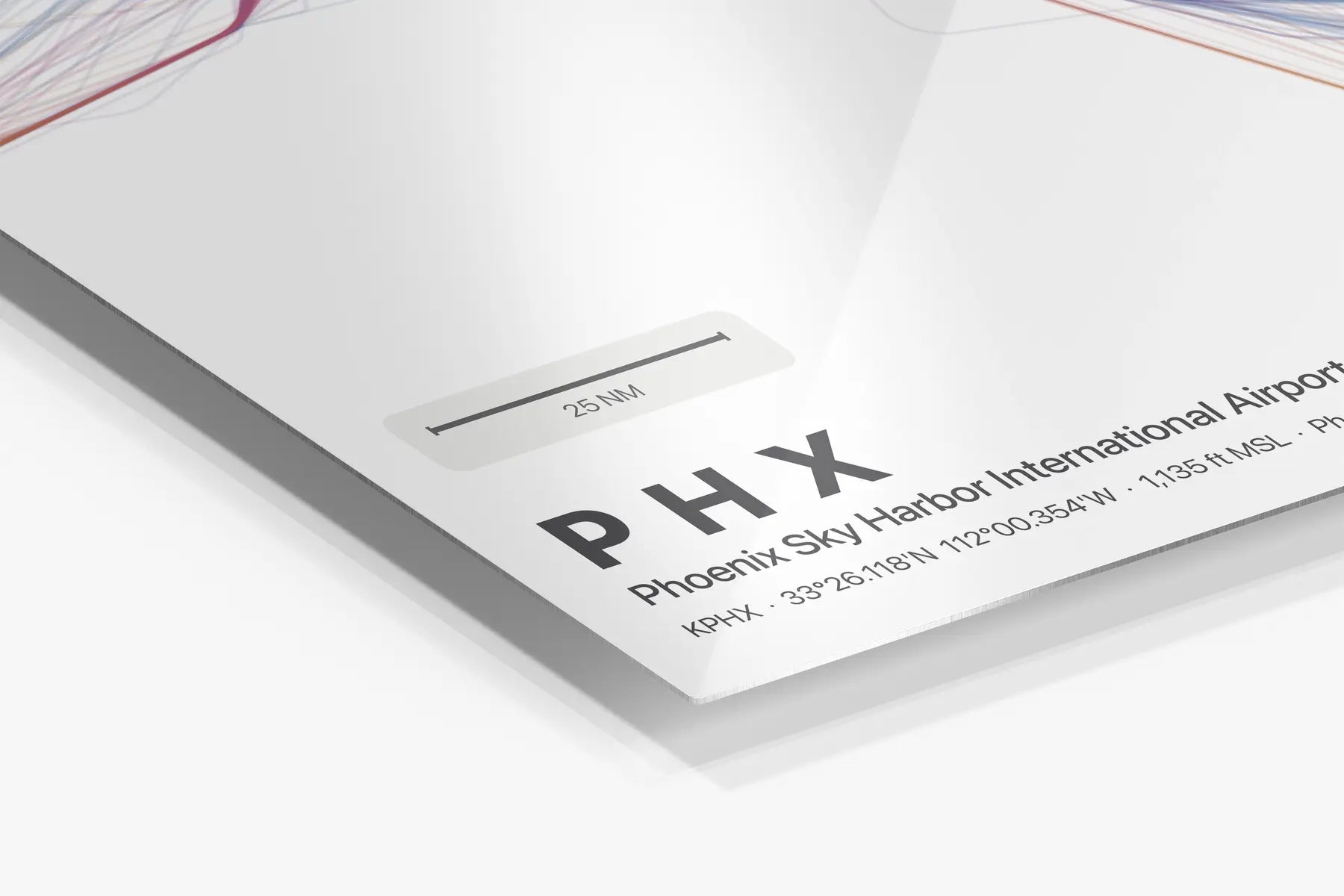 PHX flight path print — Aurora theme · Light in corner detail setting