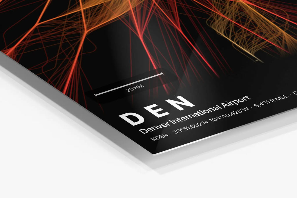 DEN flight path print — Inferno theme · Dark in corner detail setting