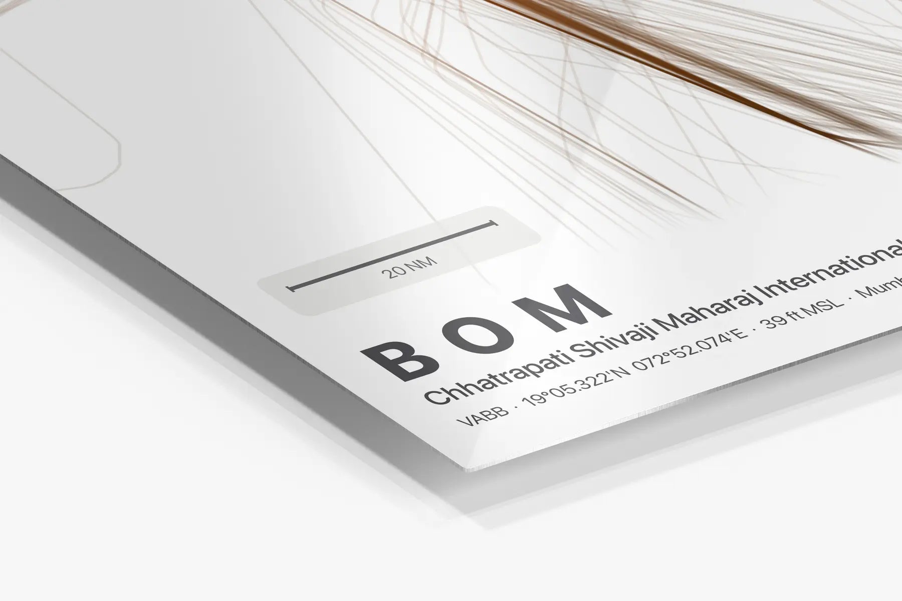 BOM flight path print — Solana theme · Light in corner detail setting
