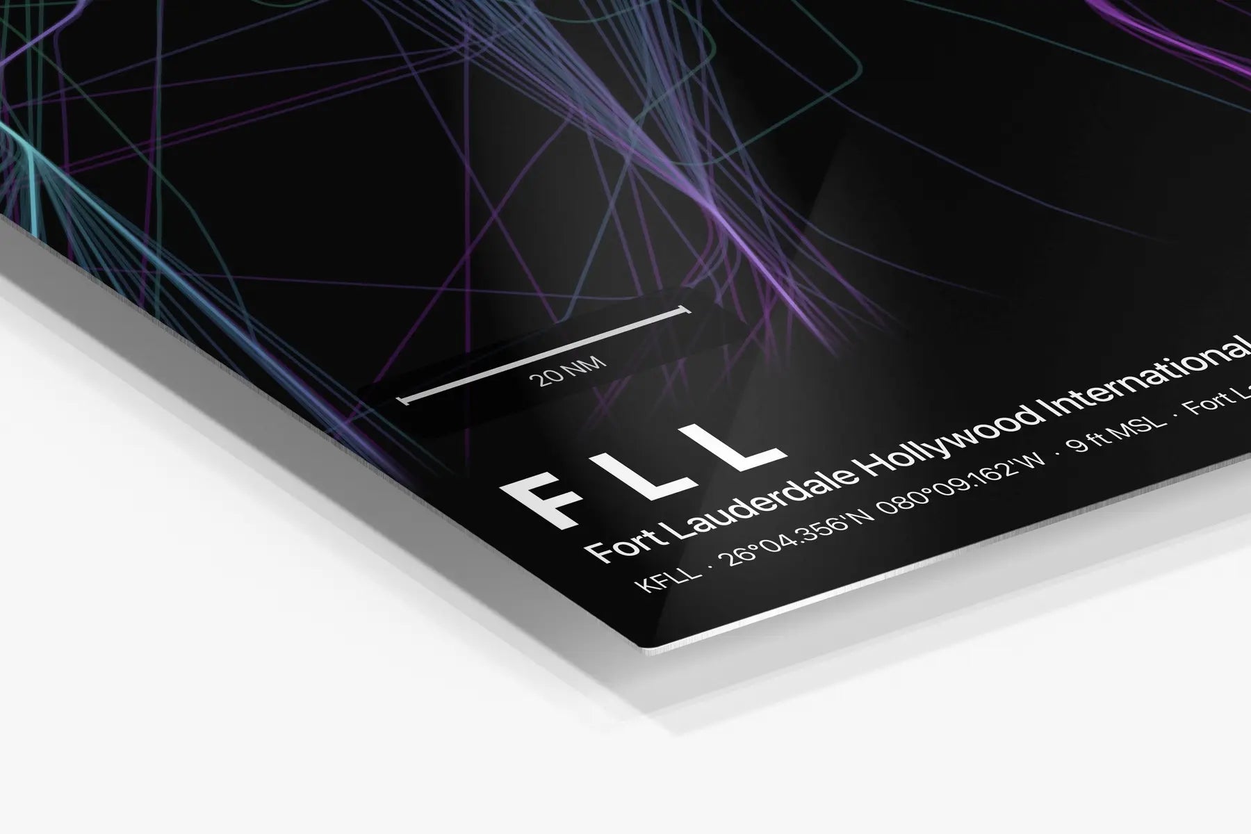 FLL flight path print — Prism theme · Dark in corner detail setting