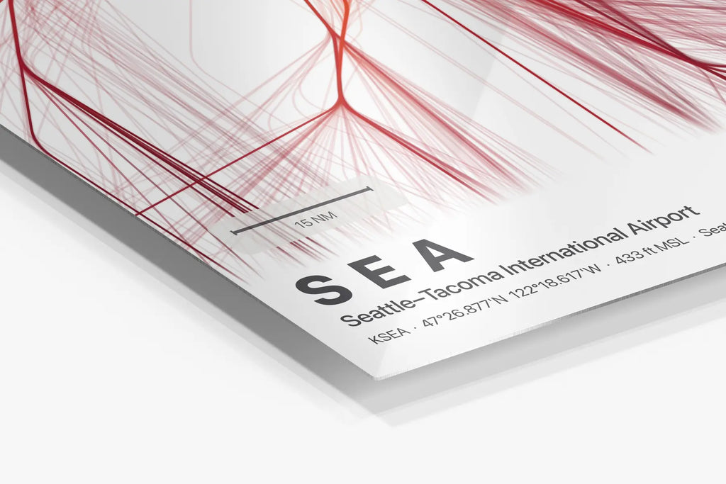 SEA flight path print — Inferno theme · Light in corner detail setting