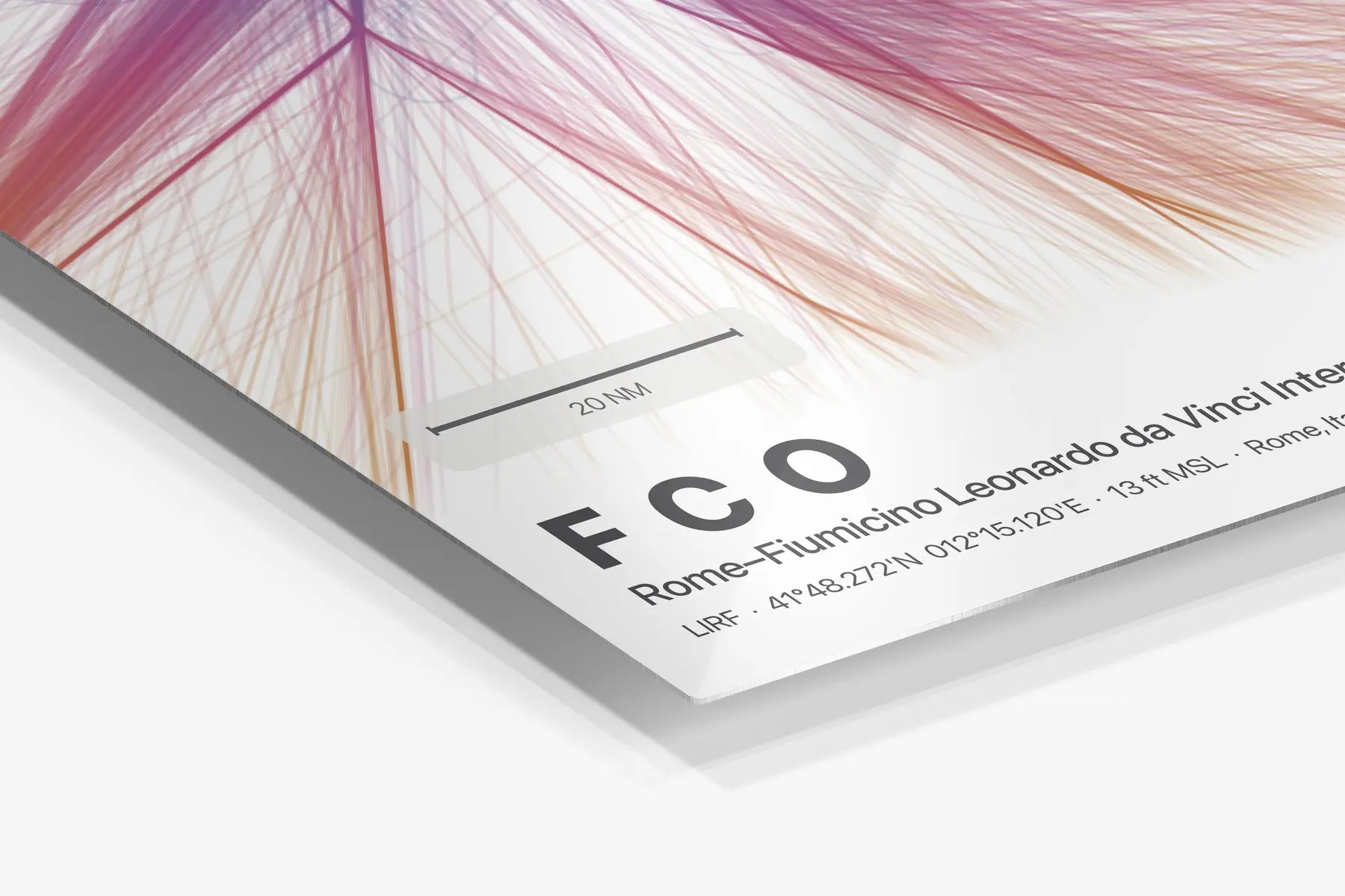 FCO flight path print — Aurora theme · Light in corner detail setting
