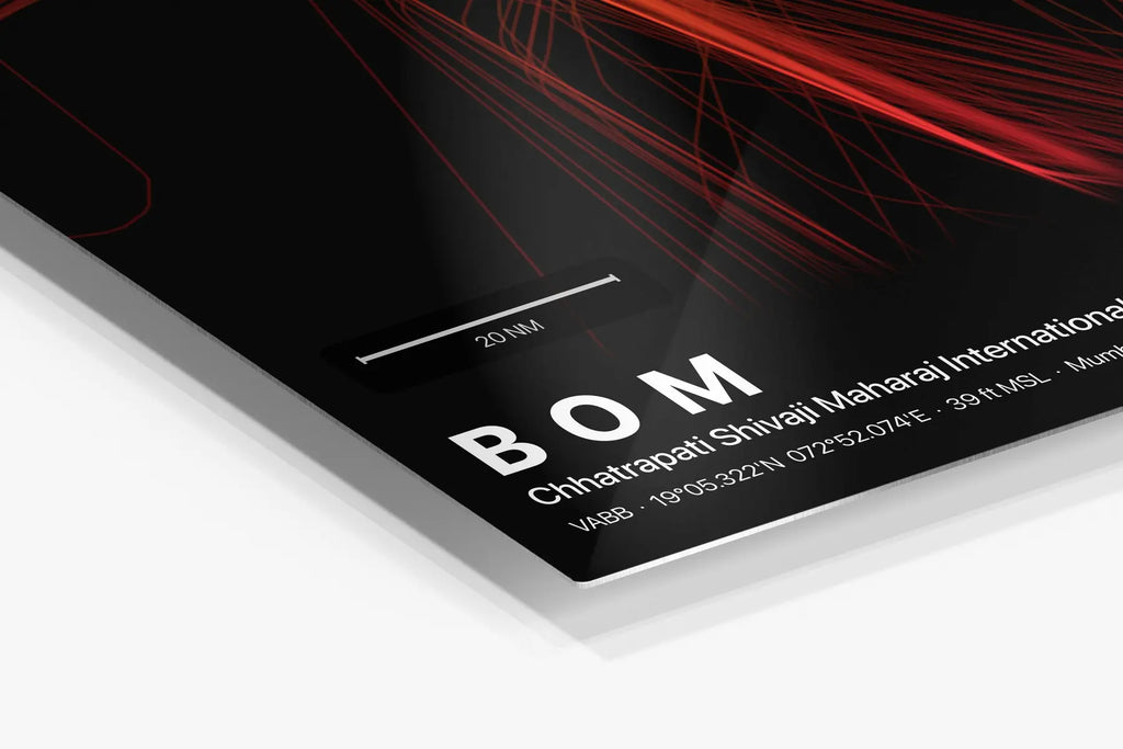 BOM flight path print — Inferno theme · Dark in corner detail setting