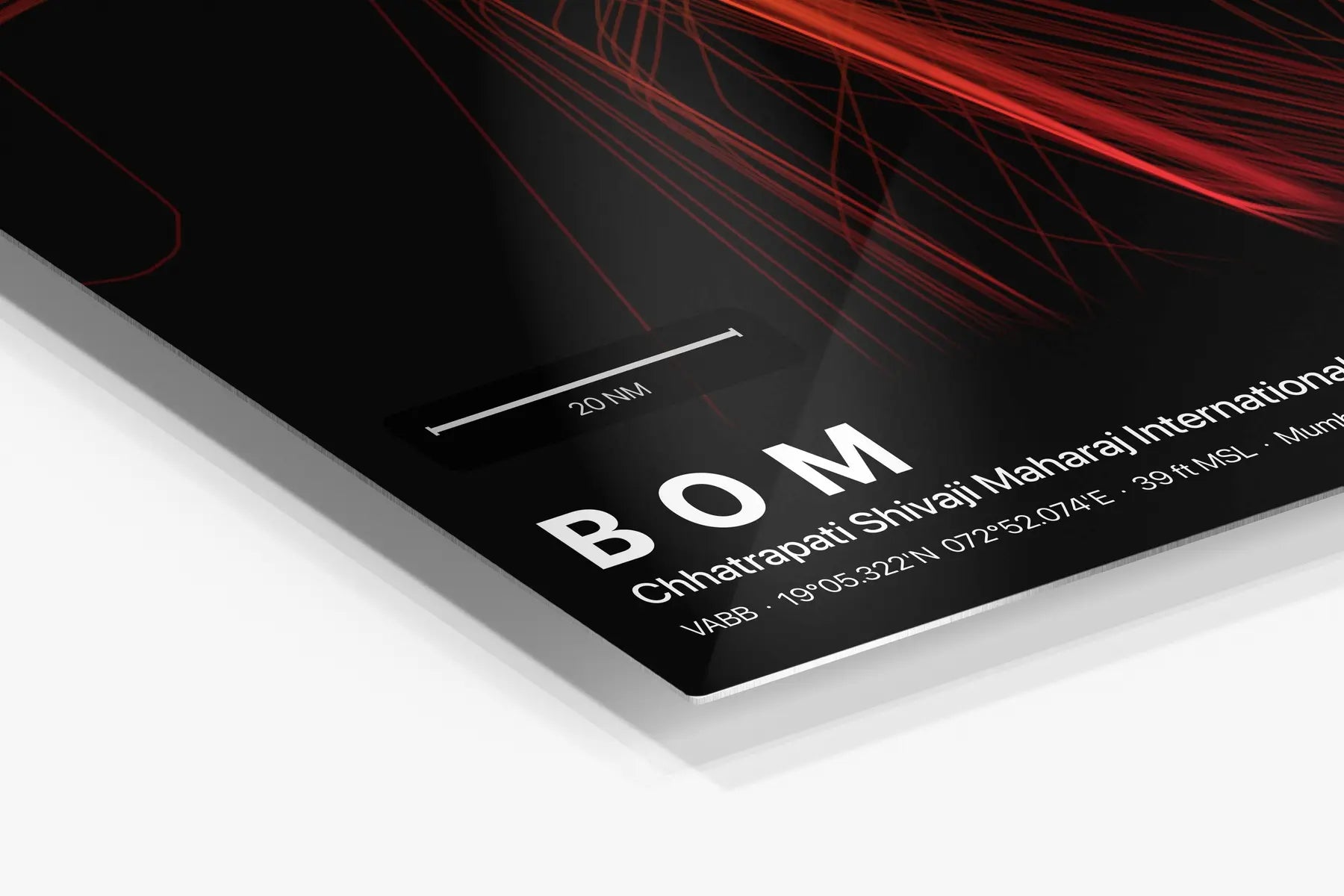 BOM flight path print — Inferno theme · Dark in corner detail setting