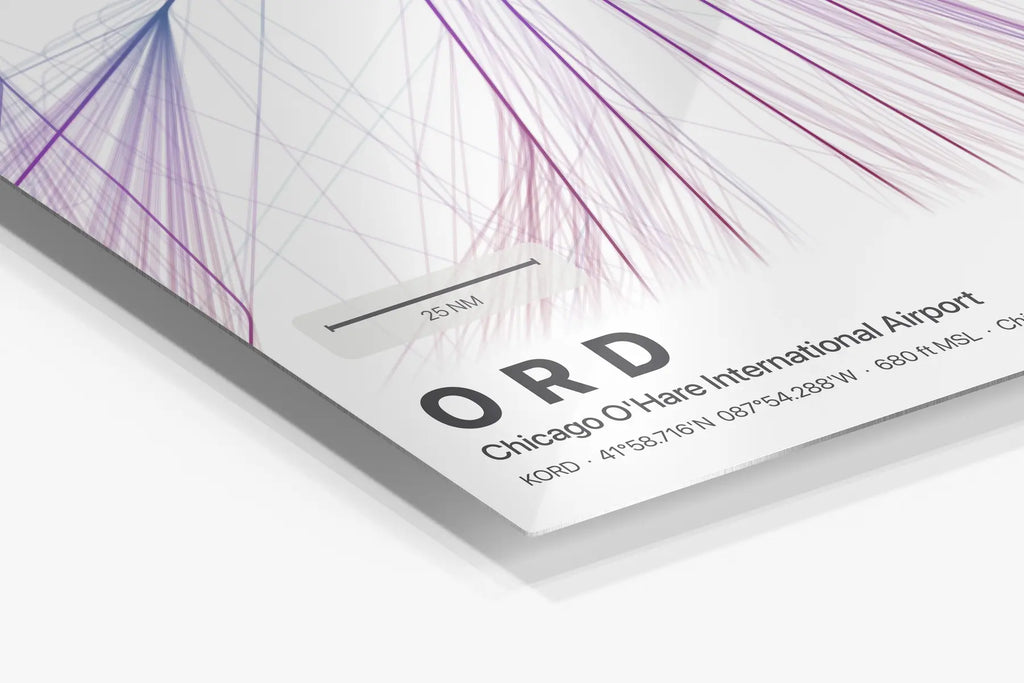 ORD flight path print — Prism theme · Light in corner detail setting