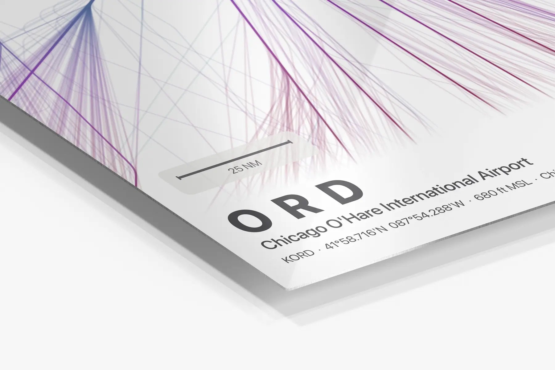 ORD flight path print — Prism theme · Light in corner detail setting