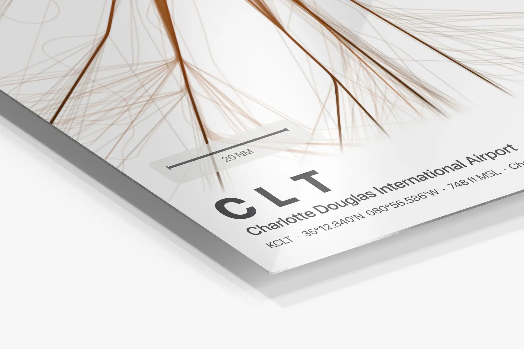 CLT flight path print — Solana theme · Light in corner detail setting