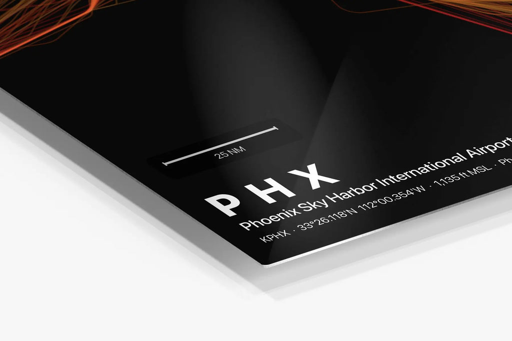 PHX flight path print — Inferno theme · Dark in corner detail setting