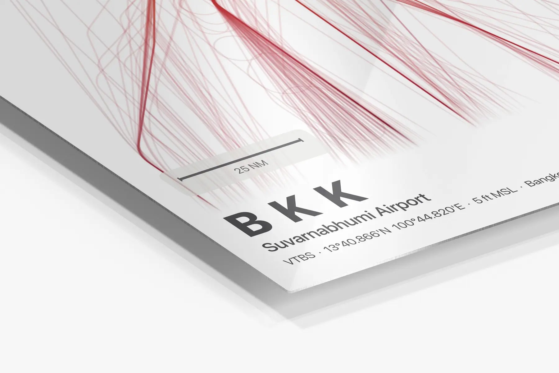 BKK flight path print — Inferno theme · Light in corner detail setting