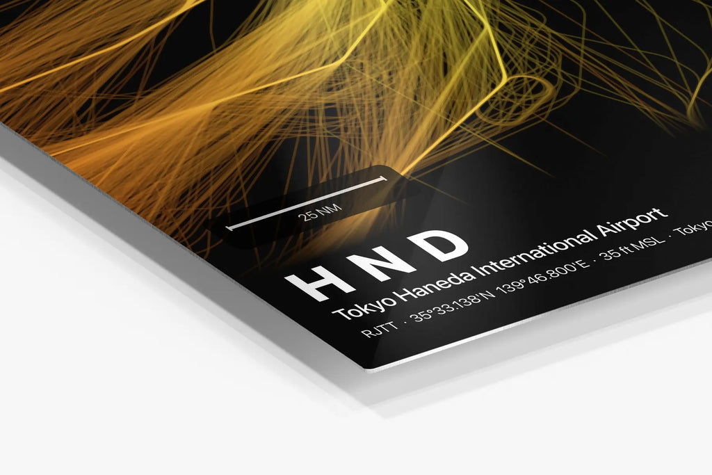 HND flight path print — Solana theme · Dark in corner detail setting