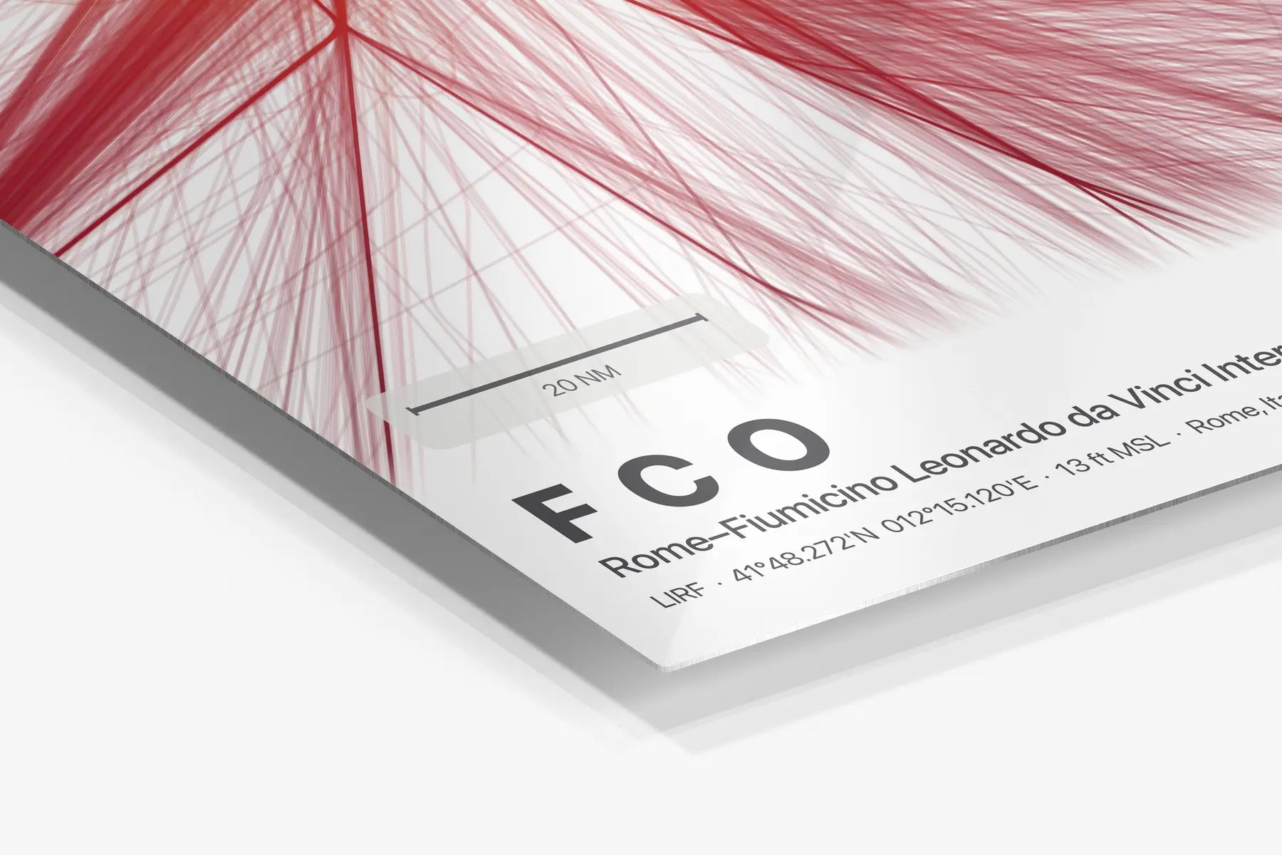 FCO flight path print — Inferno theme · Light in corner detail setting
