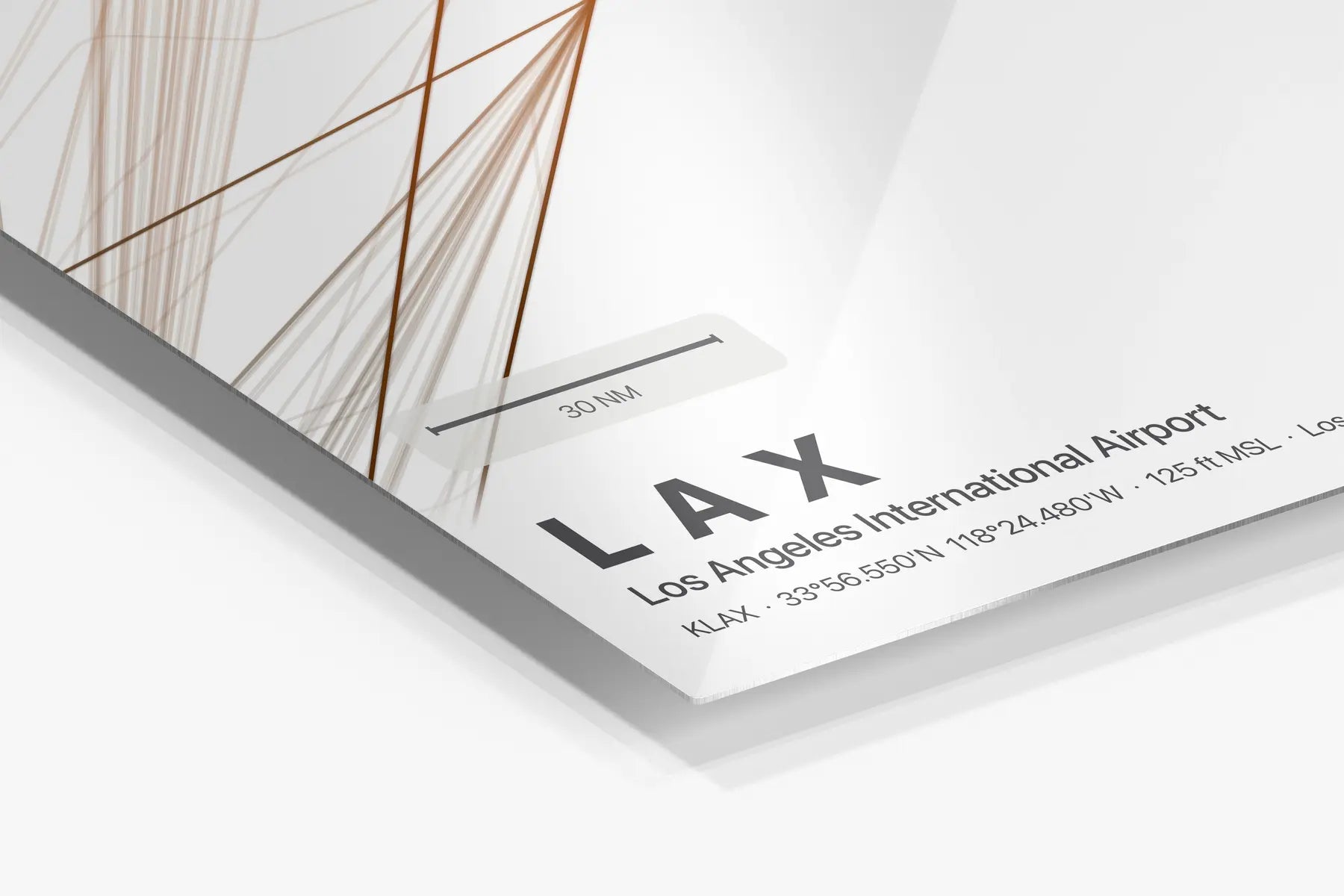LAX flight path print — Solana theme · Light in corner detail setting