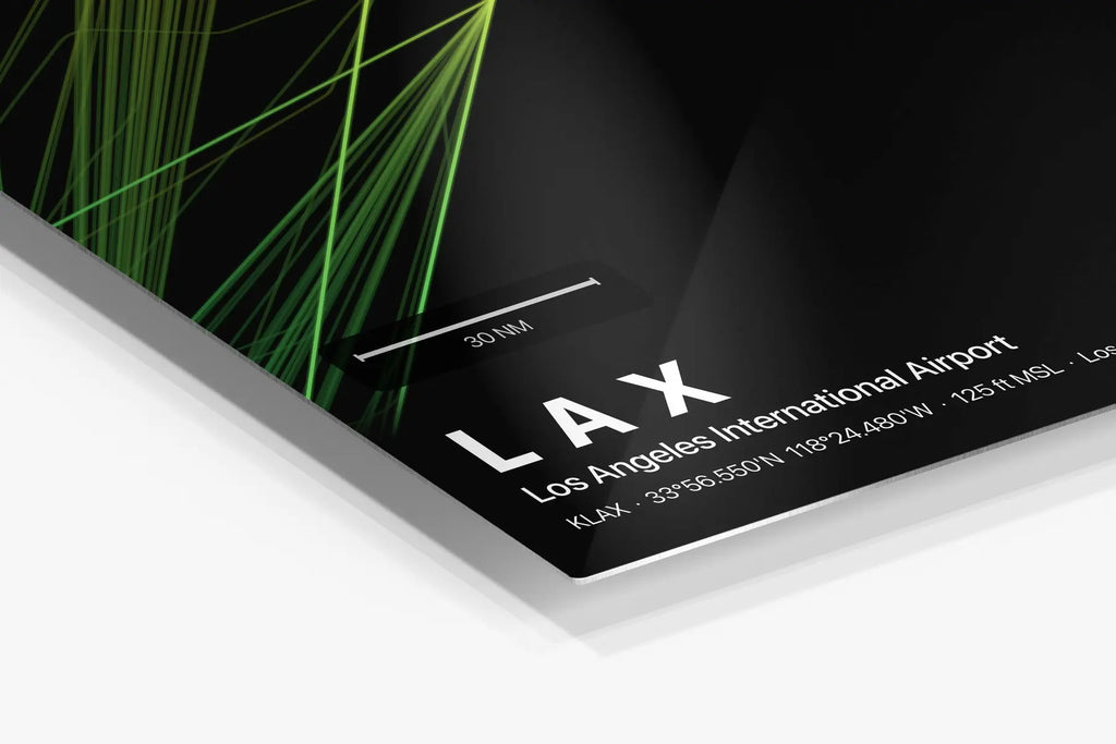 LAX flight path print — Citrus theme · Dark in corner detail setting