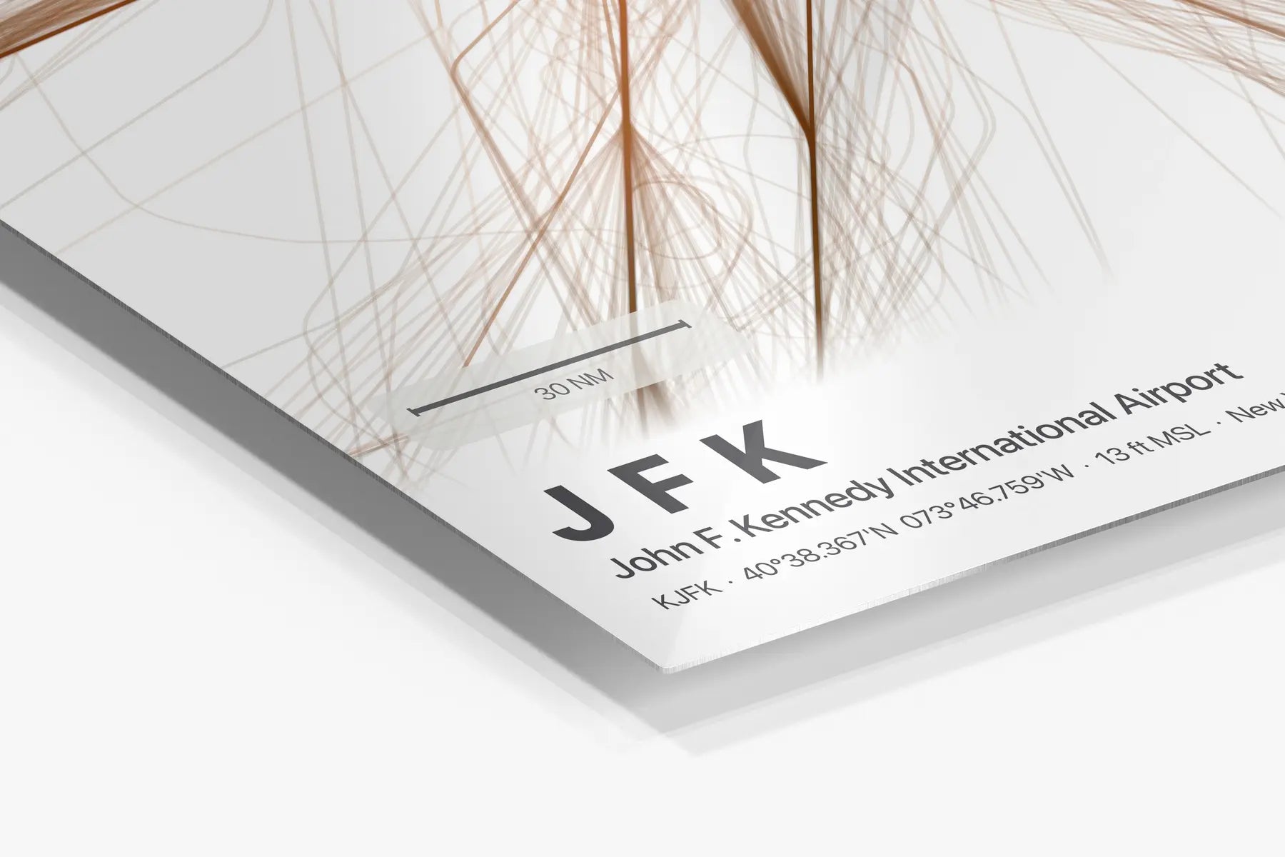 JFK flight path print — Solana theme · Light in corner detail setting