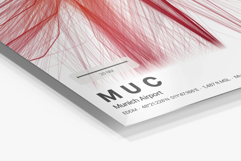 MUC flight path print — Inferno theme · Light in corner detail setting