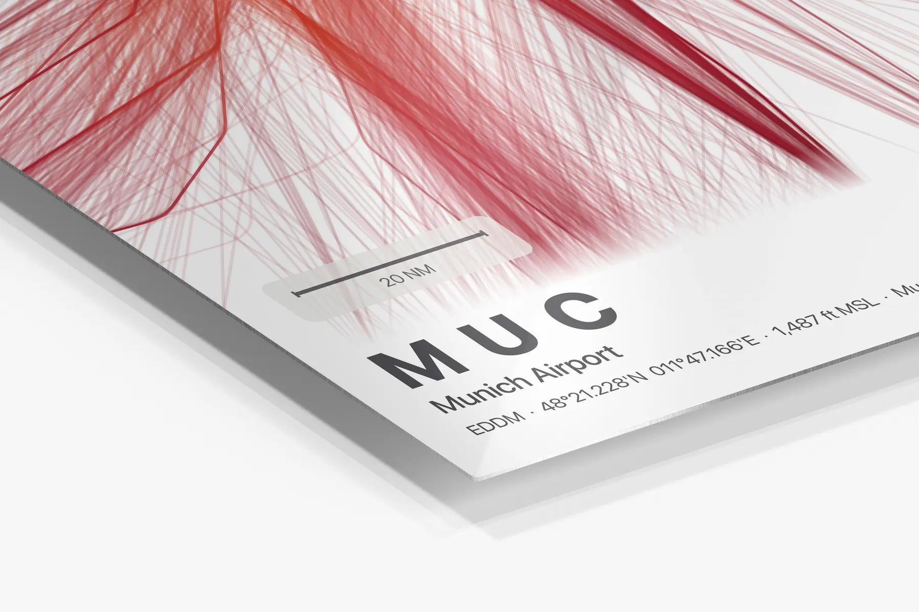 MUC flight path print — Inferno theme · Light in corner detail setting