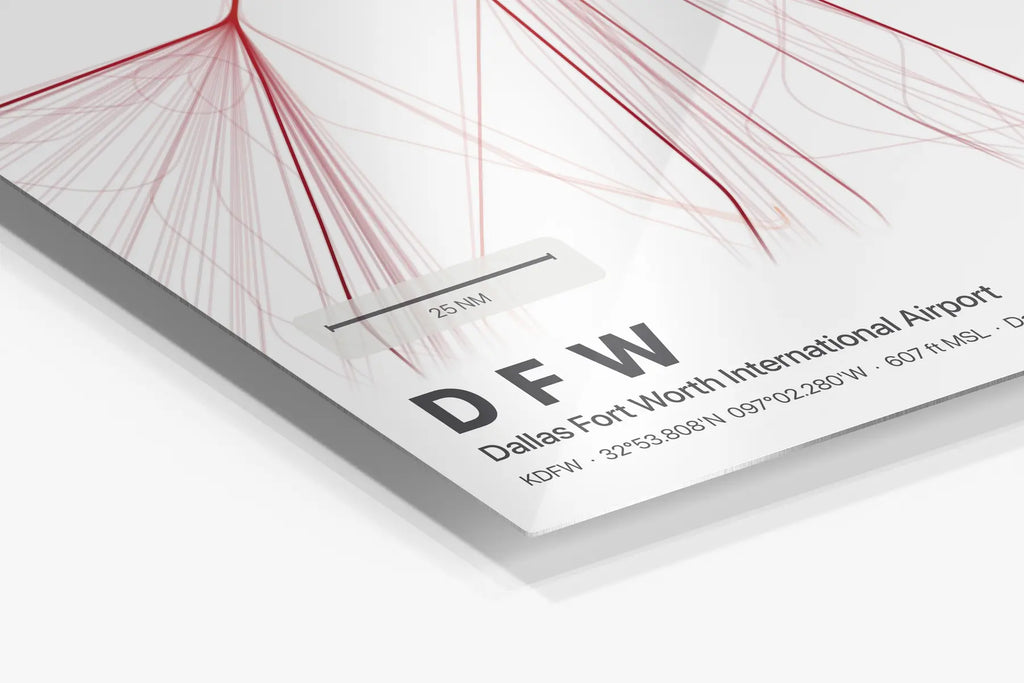 DFW flight path print — Inferno theme · Light in corner detail setting