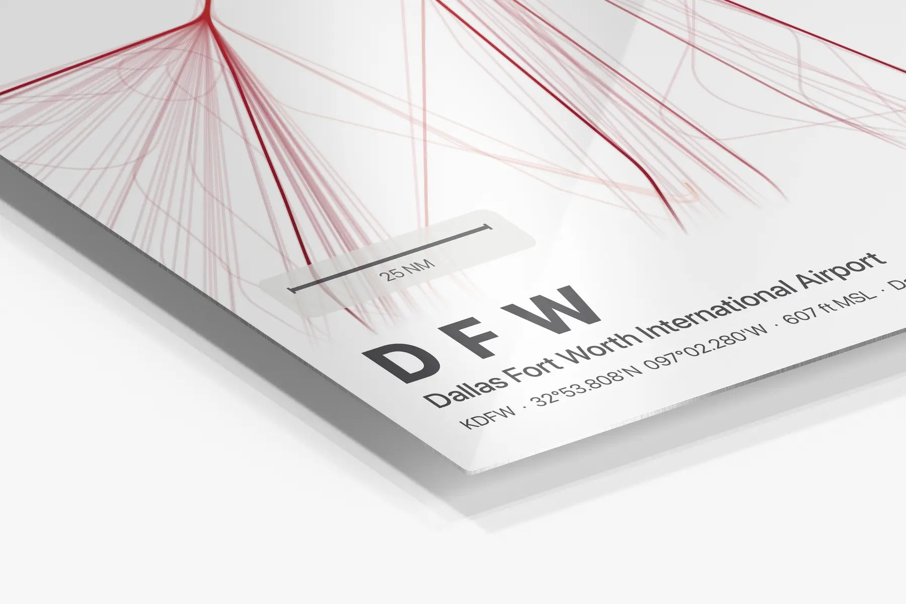 DFW flight path print — Inferno theme · Light in corner detail setting