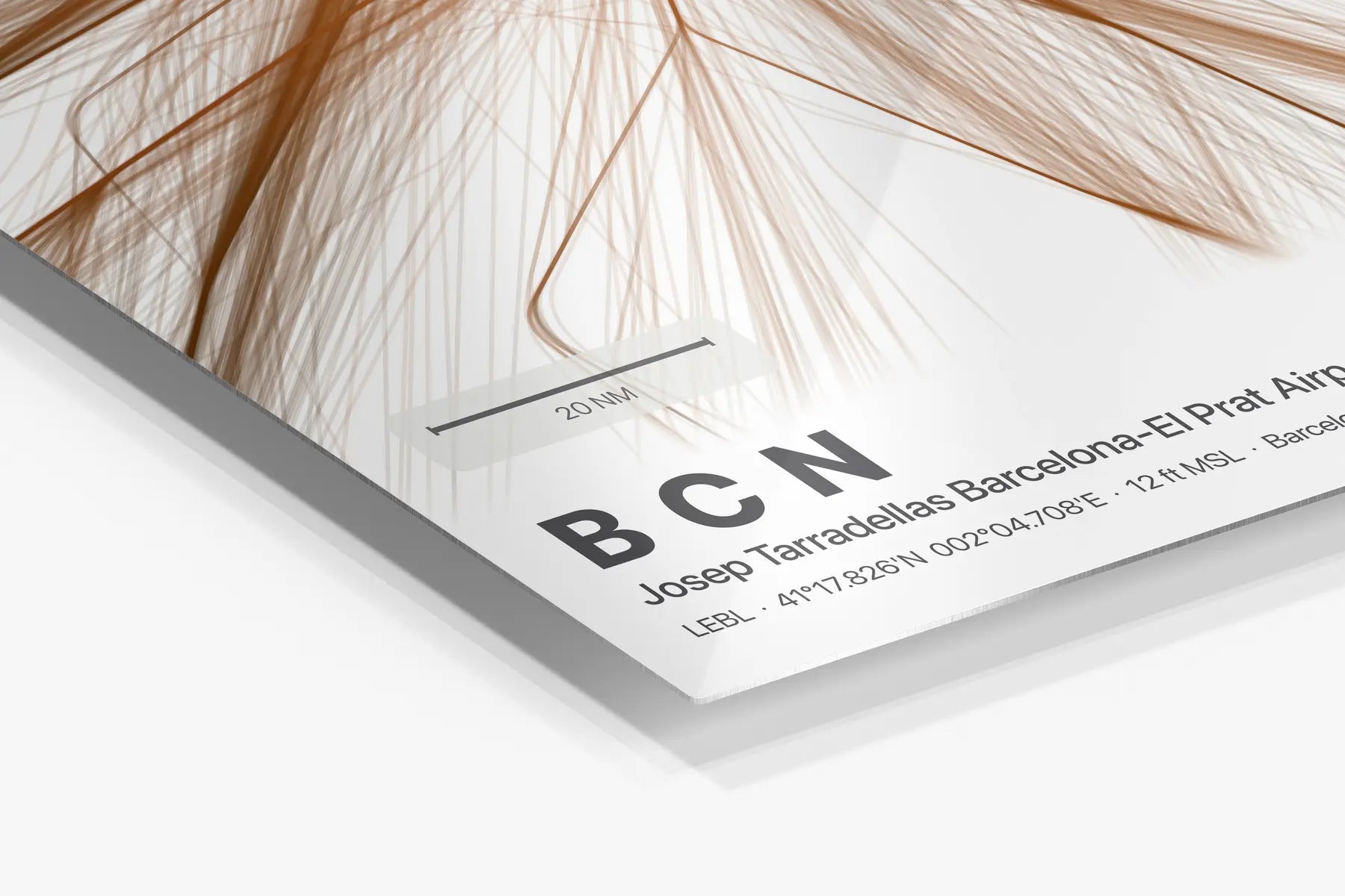 BCN flight path print — Solana theme · Light in corner detail setting