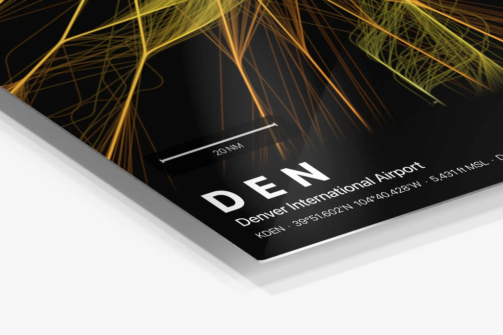DEN flight path print — Solana theme · Dark in corner detail setting