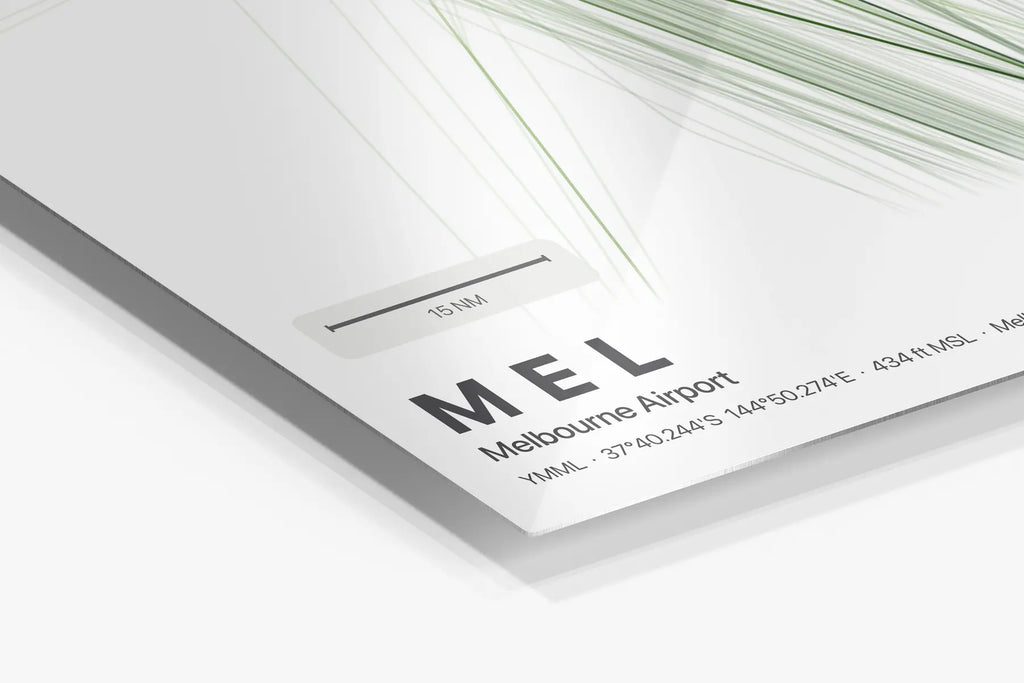 MEL flight path print — Citrus theme · Light in corner detail setting