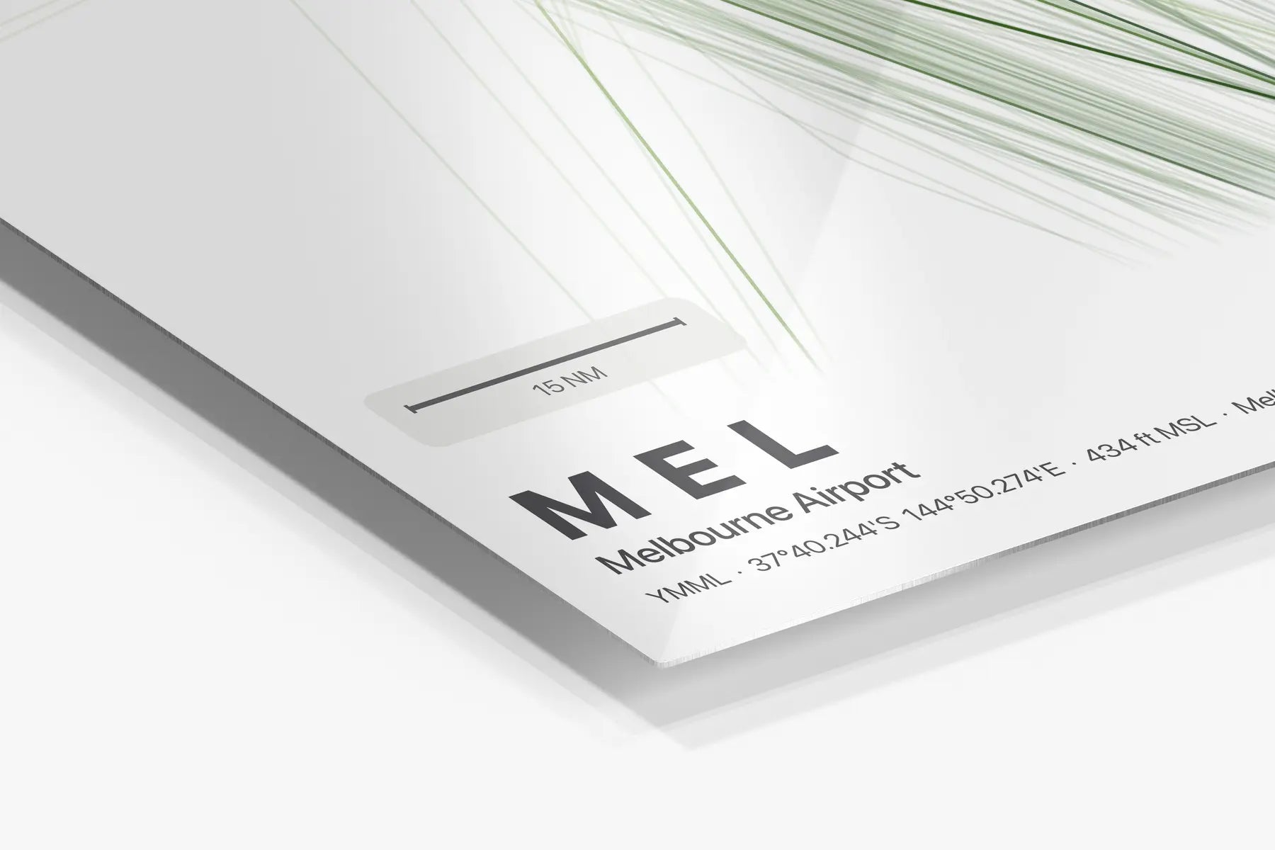 MEL flight path print — Citrus theme · Light in corner detail setting