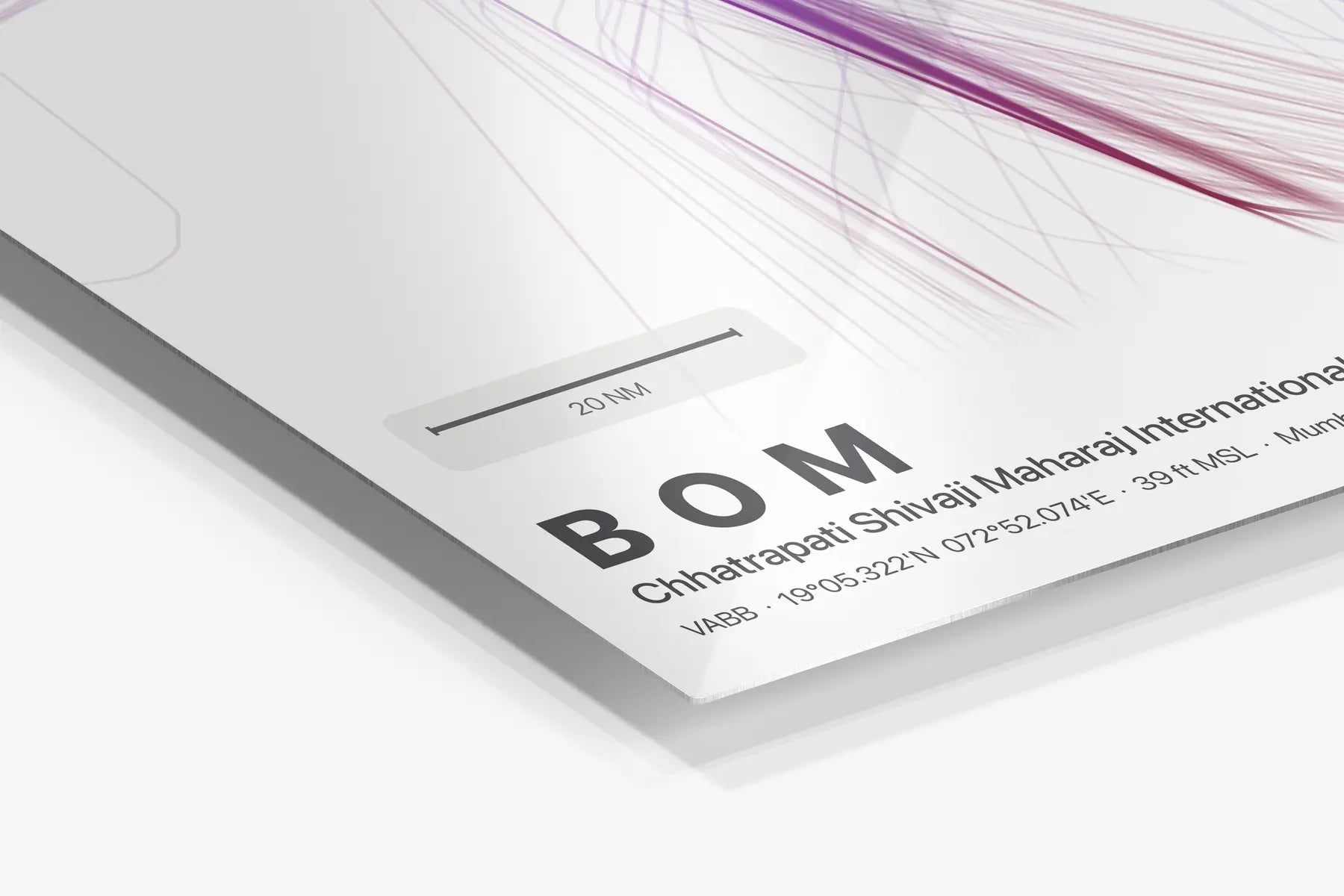 BOM flight path print — Prism theme · Light in corner detail setting