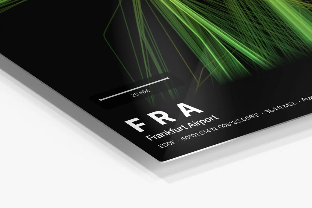 FRA flight path print — Citrus theme · Dark in corner detail setting