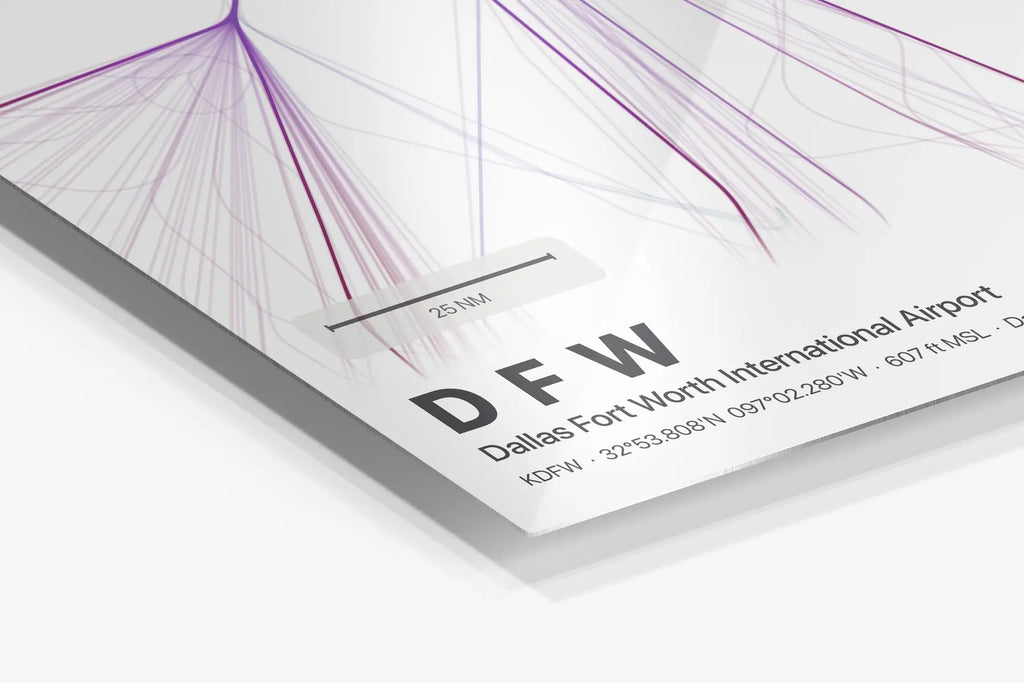 DFW flight path print — Prism theme · Light in corner detail setting
