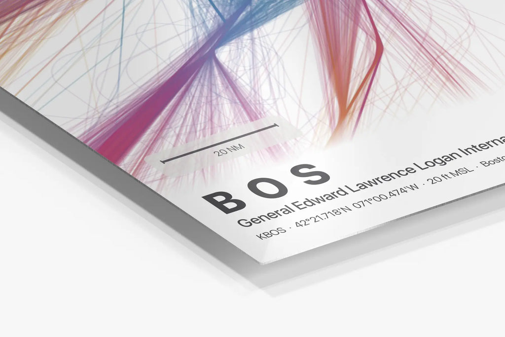 BOS flight path print — Aurora theme · Light in corner detail setting