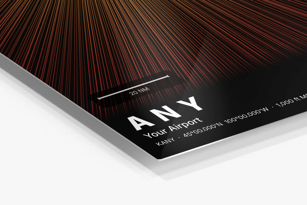 Custom airport print — Inferno theme · Dark in corner detail setting