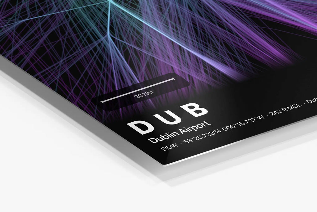 DUB flight path print — Prism theme · Dark in corner detail setting